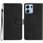 For Redmi Note 13 4G Seven Butterflies Embossed Leather Phone Case(Black) - 1