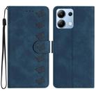 For Redmi Note 13 4G Seven Butterflies Embossed Leather Phone Case(Blue) - 1