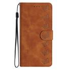 For Redmi Note 14 4G Seven Butterflies Embossed Leather Phone Case(Brown) - 2