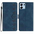 For Redmi Note 14 4G Seven Butterflies Embossed Leather Phone Case(Blue) - 1