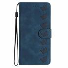 For Redmi Note 14 4G Seven Butterflies Embossed Leather Phone Case(Blue) - 2