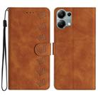 For Redmi Note 13 Pro 4G Seven Butterflies Embossed Leather Phone Case(Brown) - 1