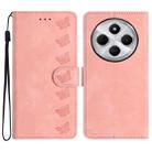 For Redmi 14C 4G Seven Butterflies Embossed Leather Phone Case(Pink) - 1