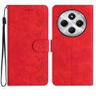 For Redmi 14C 4G Seven Butterflies Embossed Leather Phone Case(Red) - 1