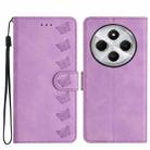 For Redmi 14C 4G Seven Butterflies Embossed Leather Phone Case(Purple) - 1