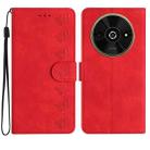 For Xiaomi Poco C61 Seven Butterflies Embossed Leather Phone Case(Red) - 1