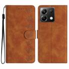 For Xiaomi Poco X6 Seven Butterflies Embossed Leather Phone Case(Brown) - 1