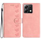 For Xiaomi Poco X6 Seven Butterflies Embossed Leather Phone Case(Pink) - 1