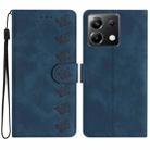 For Xiaomi Poco X6 Seven Butterflies Embossed Leather Phone Case(Blue) - 1