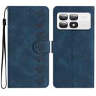 For Xiaomi 14T Pro Seven Butterflies Embossed Leather Phone Case(Blue) - 1