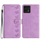 For Xiaomi 14T Seven Butterflies Embossed Leather Phone Case(Purple) - 1