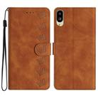 For Sharp Basio active SHG09 Seven Butterflies Embossed Leather Phone Case(Brown) - 1