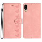 For Sharp Basio active SHG09 Seven Butterflies Embossed Leather Phone Case(Pink) - 1