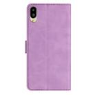 For Sharp Basio active SHG09 Seven Butterflies Embossed Leather Phone Case(Purple) - 3