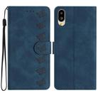 For Sharp Basio active SHG09 Seven Butterflies Embossed Leather Phone Case(Blue) - 1