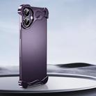 For iPhone 16 Plus Frameless Metal Corner Pad Phone Case with Lens Film(Purple) - 1