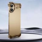 For iPhone 16 Frameless Metal Corner Pad Phone Case with Lens Film(Gold) - 1