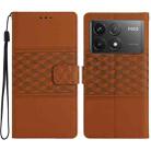 For Xiaomi Poco F6 Pro Diamond Embossed Skin Feel Leather Phone Case(Brown) - 1