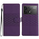 For Xiaomi Poco F6 Pro Diamond Embossed Skin Feel Leather Phone Case(Purple) - 1