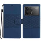 For Xiaomi Poco F6 Pro Diamond Embossed Skin Feel Leather Phone Case(Dark Blue) - 1