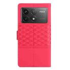 For Xiaomi Poco F6 Pro Diamond Embossed Skin Feel Leather Phone Case(Red) - 3