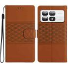 For Xiaomi 14T Pro Diamond Embossed Skin Feel Leather Phone Case(Brown) - 1