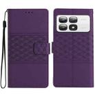 For Xiaomi 14T Pro Diamond Embossed Skin Feel Leather Phone Case(Purple) - 1