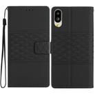 For Sharp Basio active SHG09 Diamond Embossed Skin Feel Leather Phone Case(Black) - 1