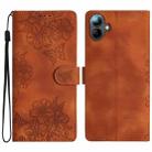 For Samsung Galaxy A06 4G Cherry Blossom Butterfly Skin Feel Embossed PU Phone Case(Brown) - 1