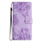 For Samsung Galaxy A17 5G Cherry Blossom Butterfly Skin Feel Embossed PU Phone Case(Purple) - 2