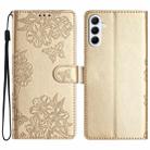 For Samsung Galaxy A17 5G Cherry Blossom Butterfly Skin Feel Embossed PU Phone Case(Gold) - 1