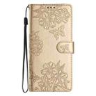 For Samsung Galaxy A17 5G Cherry Blossom Butterfly Skin Feel Embossed PU Phone Case(Gold) - 2