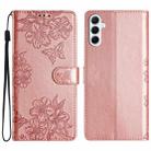 For Samsung Galaxy A17 5G Cherry Blossom Butterfly Skin Feel Embossed PU Phone Case(Rose Gold) - 1