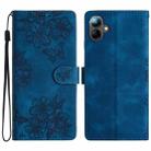 For Samsung Galaxy A07 5G Cherry Blossom Butterfly Skin Feel Embossed PU Phone Case(Blue) - 1
