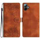 For Samsung Galaxy A07 5G Cherry Blossom Butterfly Skin Feel Embossed PU Phone Case(Brown) - 1