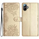 For Samsung Galaxy A07 5G Cherry Blossom Butterfly Skin Feel Embossed PU Phone Case(Gold) - 1