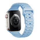 For Apple Watch SE 2022 44mm Tri-beads Loop Buckle Silicone Watch Band(Light Blue) - 1