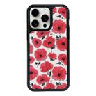 For iPhone 15 Pro Max Exclusive Design Style PC Full Coverage Pattern Phone Case(Red Watercolor Flowers) - 1