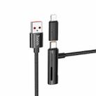 hoco U135 USB  to 8 Pin, USB-C / Type-C Incredible 2 in 1 Charging Data Cable, Length:1m(Black) - 1