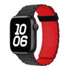 For Apple Watch SE 2023 44mm Tri-beads Magnetic Hoop Silicone Watch Band(Black Red) - 1