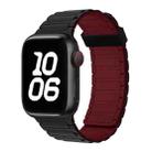 For Apple Watch SE 2023 44mm Tri-beads Magnetic Hoop Silicone Watch Band(Black Wine Red) - 1