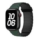 For Apple Watch SE 2023 44mm Tri-beads Magnetic Hoop Silicone Watch Band(Deep Green Black) - 1