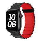 For Apple Watch SE 2023 40mm Tri-beads Magnetic Hoop Silicone Watch Band(Black Red) - 1