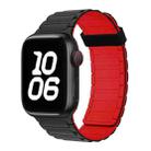 For Apple Watch Series 9 45mm Tri-beads Magnetic Hoop Silicone Watch Band(Black Red) - 1