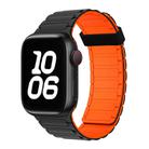 For Apple Watch Series 9 45mm Tri-beads Magnetic Hoop Silicone Watch Band(Black Orange) - 1