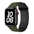 For Apple Watch Series 9 45mm Tri-beads Magnetic Hoop Silicone Watch Band(Army Green Black) - 1