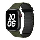 For Apple Watch Series 9 41mm Tri-beads Magnetic Hoop Silicone Watch Band(Army Green Black) - 1