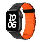 For Apple Watch Series 8 41mm Tri-beads Magnetic Hoop Silicone Watch Band(Black Orange) - 1