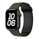 For Apple Watch Series 8 41mm Tri-beads Magnetic Hoop Silicone Watch Band(Army Green Black) - 1