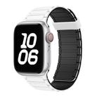 For Apple Watch Series 8 45mm Tri-beads Magnetic Hoop Silicone Watch Band(White Black) - 1